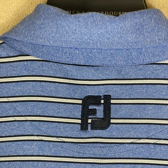 FootJoy Golf Polo Shirt Mens L Blue Striped Regular Fit - Picture 11 of 12